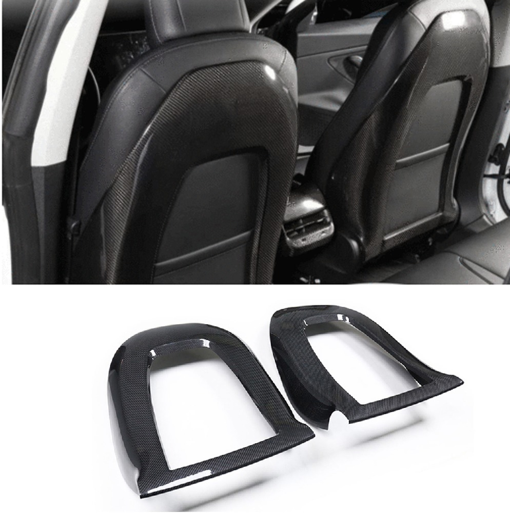 Real Carbon Fiber Car Seat Back Cover Interior 1Pair For Tesla Model 3 Y 16-2022